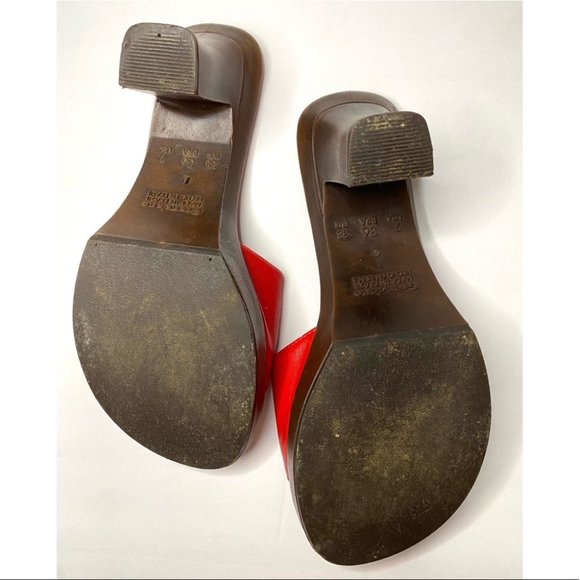 Andrea Coleccion Y2K Mid-Heel Mules Red Embroidered Flowers size 7 - Picture 6 of 6